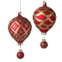 Red And Gold Glass Bauble Mix Of 2