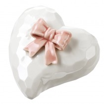 Pink Heart Bow Detail Ceramic Heart Lrg