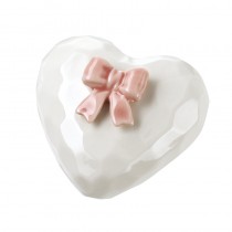 Pink Bow Detail Ceramic Heart Sml