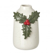 White Jar With Holly Detail