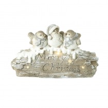 Merry Christmas Birds On Log W/Led