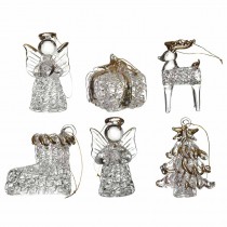 Hanging Glass Ornaments Set 6 Tree Deco