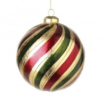 Gold Glass Striped Bauble Lrg