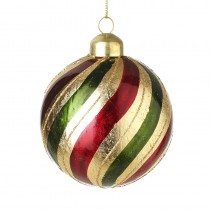 Gold Glass Striped Bauble Sml