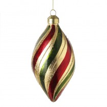 Gold Glass Striped Finial Decor Sml