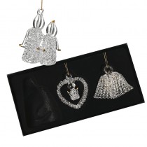 Hanging Glass Angel Heart Bell Set