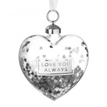 Love You Always Heart Glass Bauble