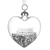 You Are Amazing Heart Glass Bauble