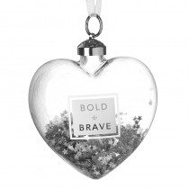 Bold And Brave Heart Glass Bauble