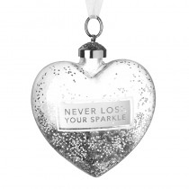 Never Lose Your Sparkle Heart Glass Baub