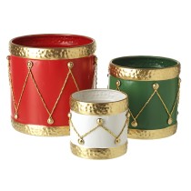 Metal Green Red White Drum Set
