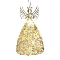 Glass Angel With Glitter Skirt & Heart