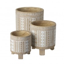 Wooden Patterned Pot Set
