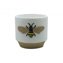 Cement Pot With Bee Lg