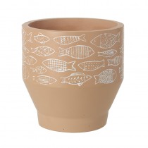 Cement Pot With Fish Sm