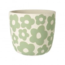 Lrg Green Flower Pattern Flower Pot