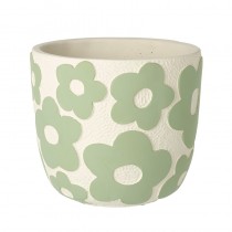 Med Green Flower Pattern Flower Pot