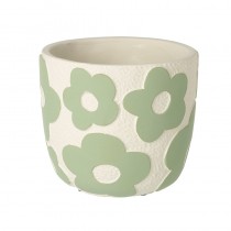 Sml Green Flower Pattern Flower Pot