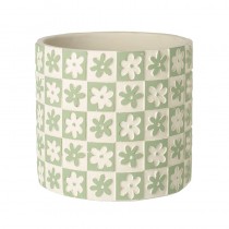 Lrg Green Patterned Flower Pot