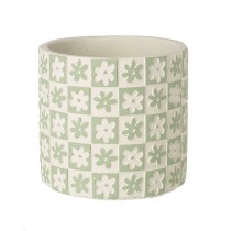 Med Green Patterned Flower Pot