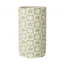 Tall Green Patterned Flower Pot