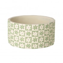Wide Green Patterned Flower Pot