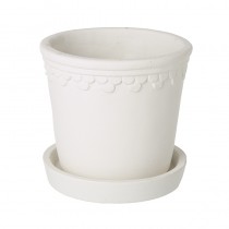 Med White Plant Pot & Saucer Set