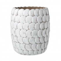 Tall White Scallop Pot