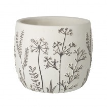 Med Black & White Flower Patterned Pot