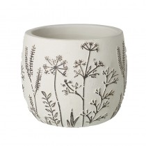 Sml Black & White Flower Patterned Pot