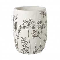 Short Black & White Flower Patterned Pot