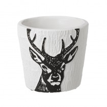 White/Black Stag Design Sml Planter