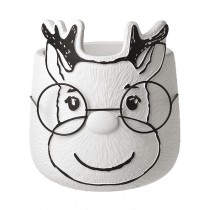 White Reindeer With Glasses Lrg Planter