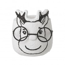 White Reindeer With Glasses Mini Planter