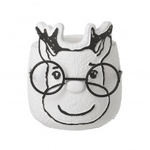White Reindeer With Glasses Mini Planter