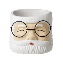 White Santa With Glassed Med Planter