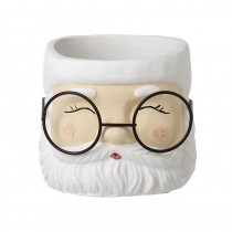 White Santa With Glasses Sml Planter