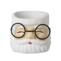 White Santa With Glasses Mini Planter