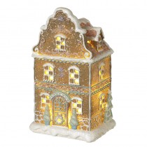 Resin Gingerbread House Ornament Led