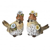 Resin Bird With Flower Pot Heads Mix 2