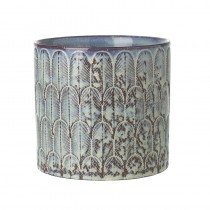 Blue & White Patterned Ceramic Pot