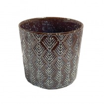Dark Blue & Brown Patterned Ceramic Pot