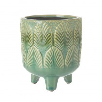 Green Leaf Pattern Pot With Legs