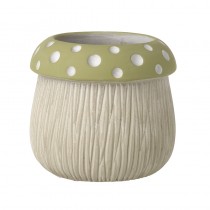 Polka Dot Green Mushroom Pot