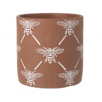 Lrg Terracotta Bee Design Flower Pot