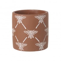 Sml Terracotta Bee Design Flower Pot
