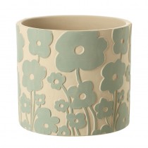 Aqua Poppy Design Cement Pot Lrg
