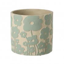 Aqua Poppy Design Cement Pot Med