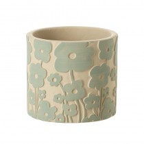 Aqua Poppy Design Cement Pot Sml