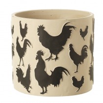 Chicken Design Cement Pot Lrg